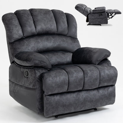 Grand fauteuil inclinable manuel en tissu pour salon, gris