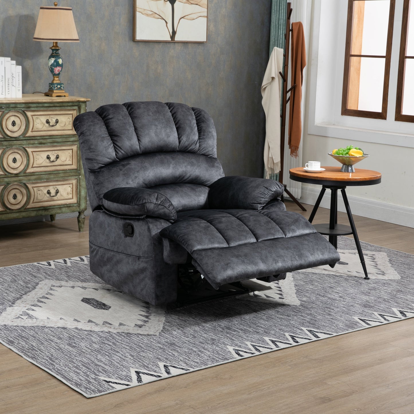 Grand fauteuil inclinable manuel en tissu pour salon