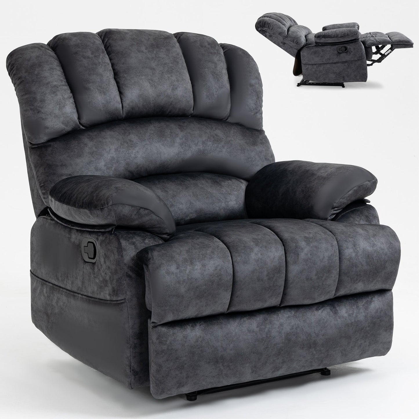 Grand fauteuil inclinable manuel en tissu pour salon