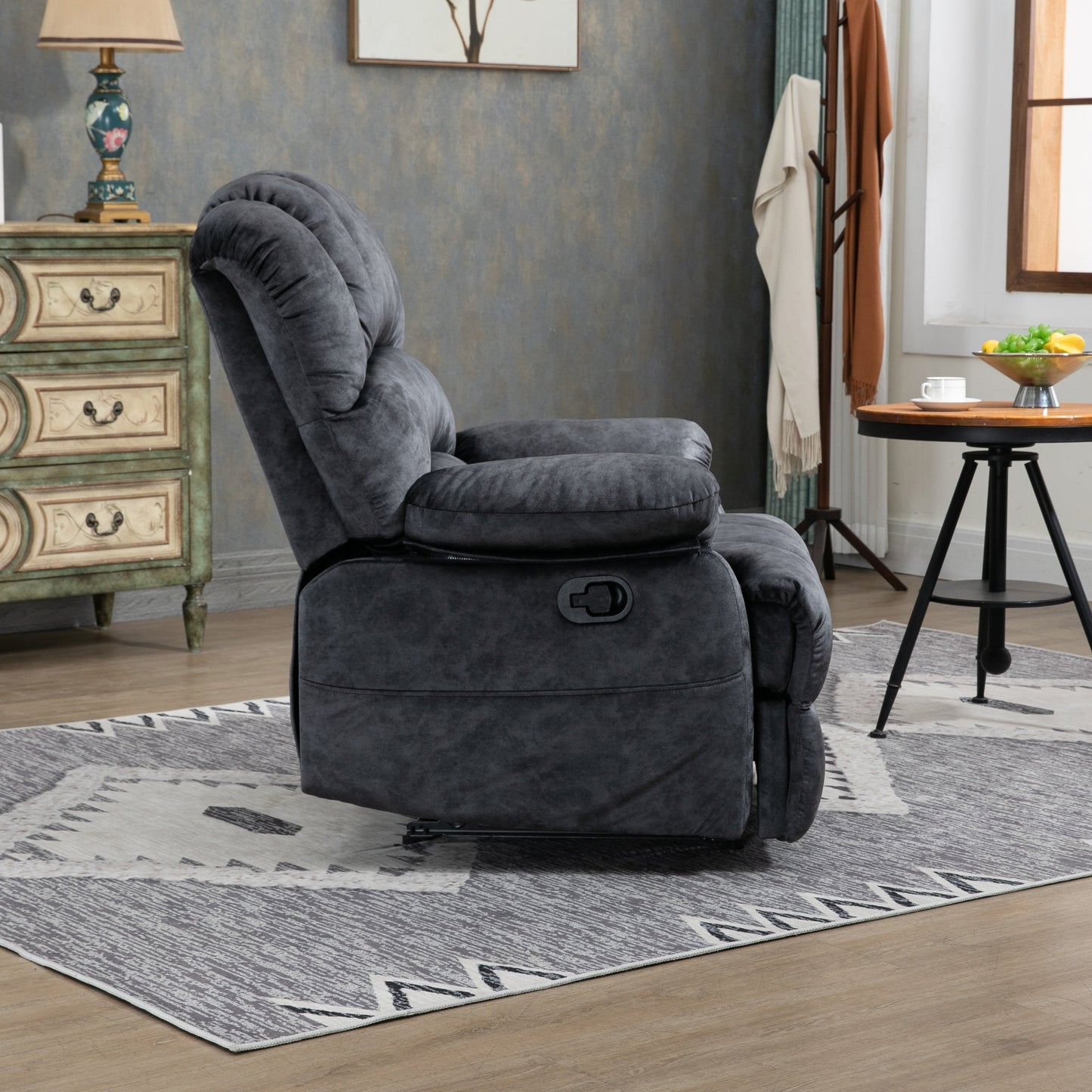Grand fauteuil inclinable manuel en tissu pour salon