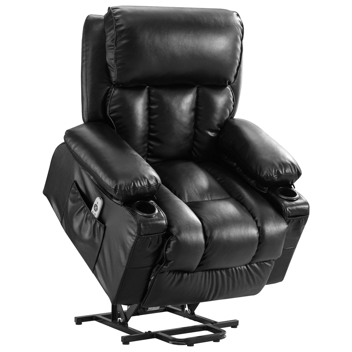 Fauteuil de massage électrique de grande taille pour personnes âgées avec fonctions de chauffage et de vibration, cuir synthétique, port USB, réglable
