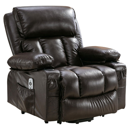 Fauteuil de massage électrique de grande taille pour personnes âgées avec fonctions de chauffage et de vibration, cuir synthétique, port USB, réglable