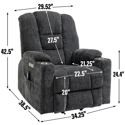 Grand fauteuil inclinable électrique avec massage et chaleur