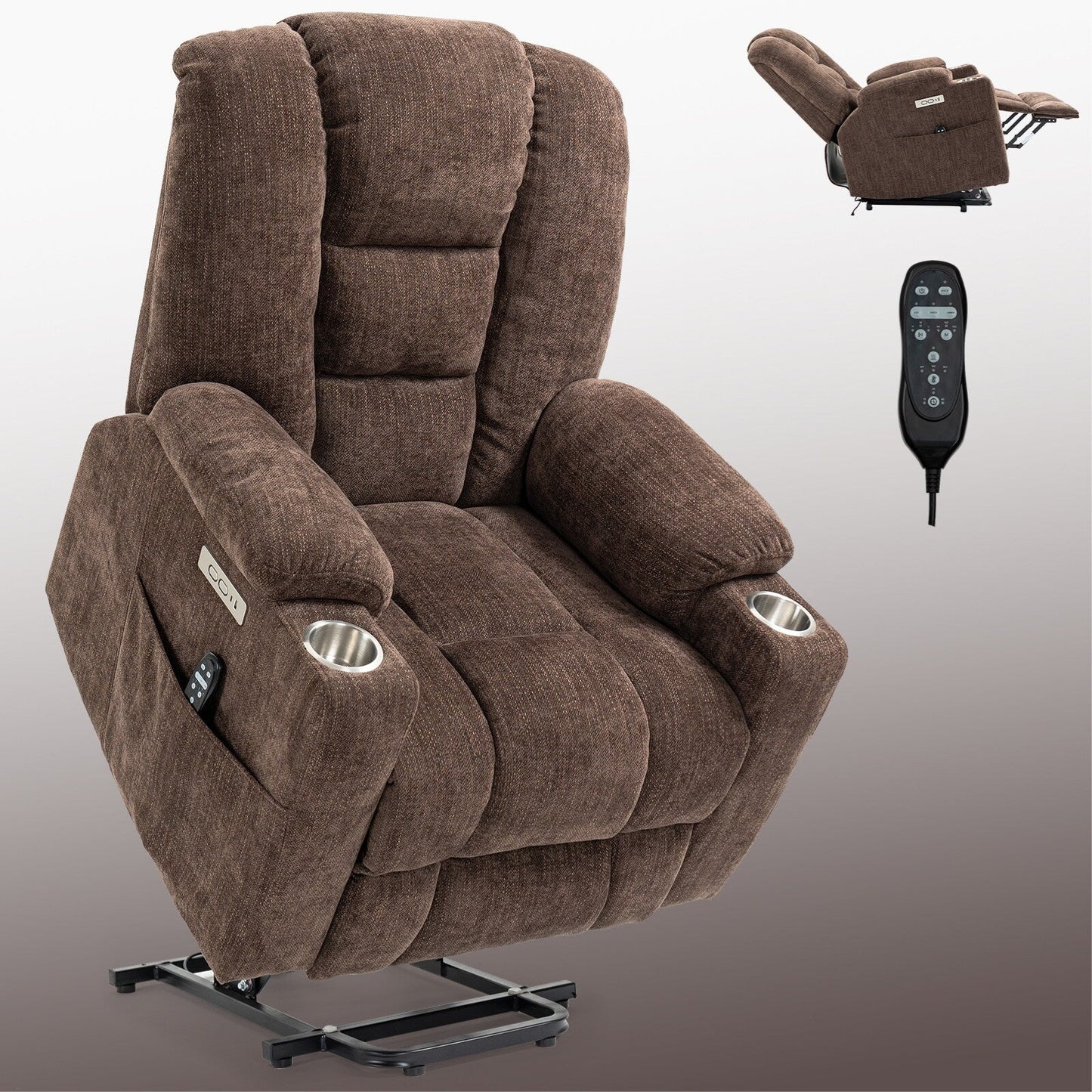 Grand fauteuil inclinable électrique avec massage et chaleur