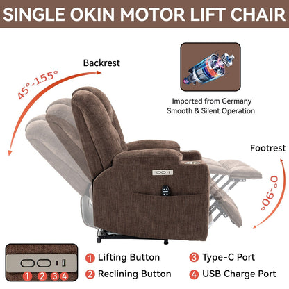 Grand fauteuil inclinable électrique avec massage et chaleur