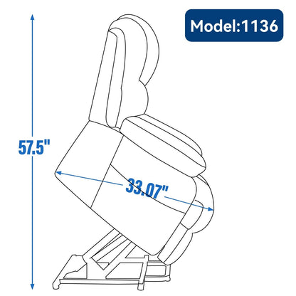 Fauteuil inclinable électrique à deux moteurs de grande taille avec massage à 8 points, chauffage lombaire, ports USB et poches latérales