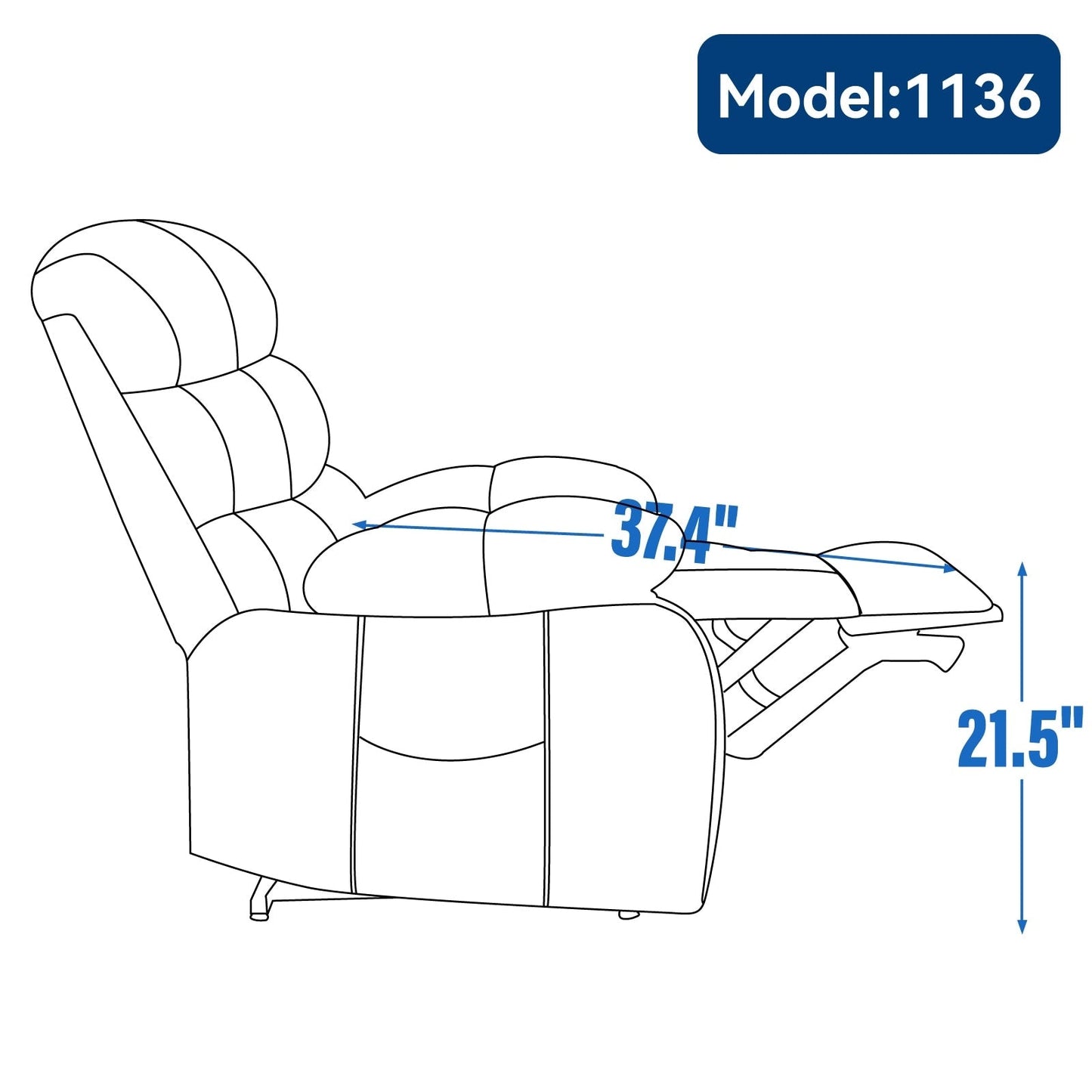 Fauteuil inclinable électrique à deux moteurs de grande taille avec massage à 8 points, chauffage lombaire, ports USB et poches latérales