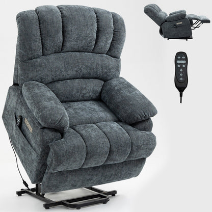 Fauteuil inclinable électrique à deux moteurs de grande taille avec massage à 8 points, chauffage lombaire, ports USB et poches latérales