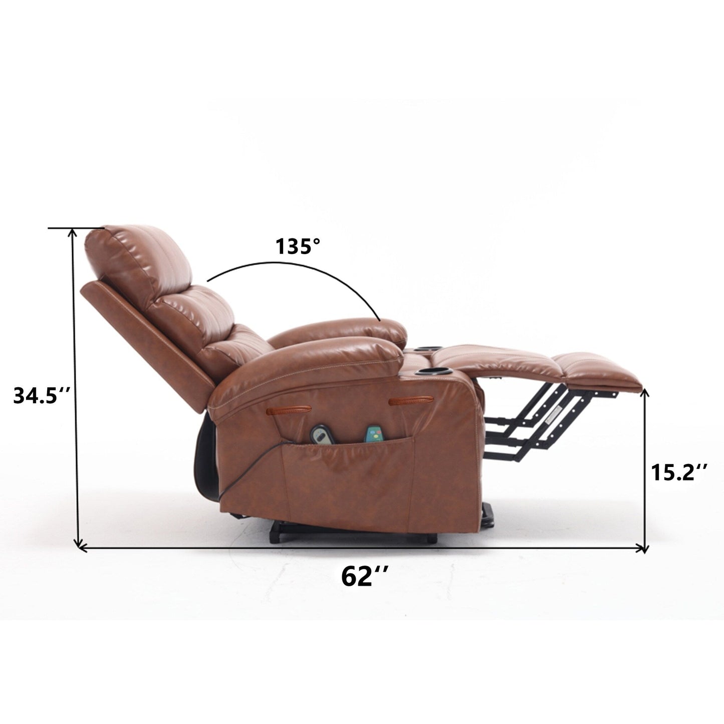 Fauteuil inclinable électrique de grande taille avec massage par vibration à 8 points et chauffage lombaire
