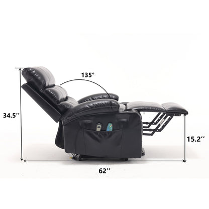 Fauteuil inclinable électrique de grande taille avec massage par vibration à 8 points et chauffage lombaire