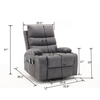 Fauteuil inclinable électrique de grande taille avec massage par vibration à 8 points et chauffage lombaire