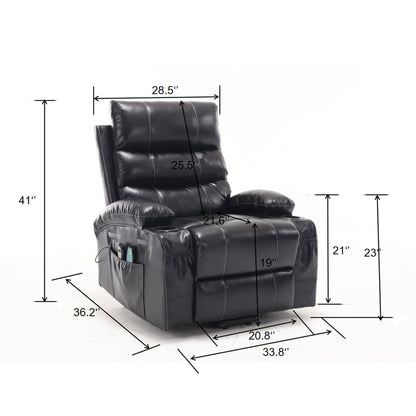 Fauteuil inclinable électrique de grande taille avec massage par vibration à 8 points et chauffage lombaire