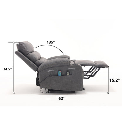 Fauteuil inclinable électrique de grande taille avec massage par vibration à 8 points et chauffage lombaire