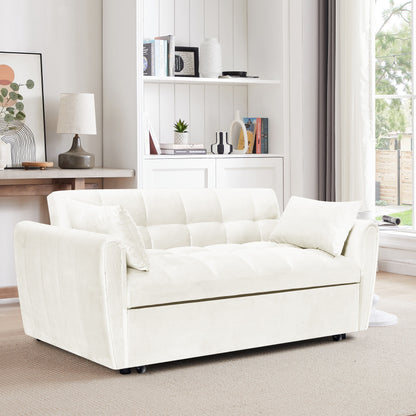 Grand canapé-lit en velours avec dossier réglable - Design 3 en 1 peu encombrant pour salon ou chambre