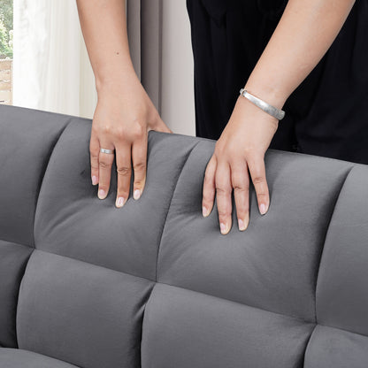 Grand canapé-lit en velours avec dossier réglable - Design 3 en 1 peu encombrant pour salon ou chambre