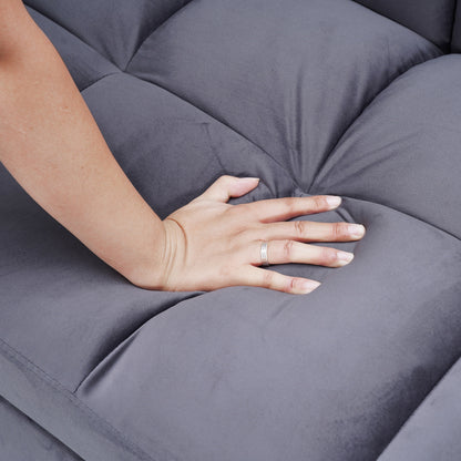 Grand canapé-lit en velours avec dossier réglable - Design 3 en 1 peu encombrant pour salon ou chambre