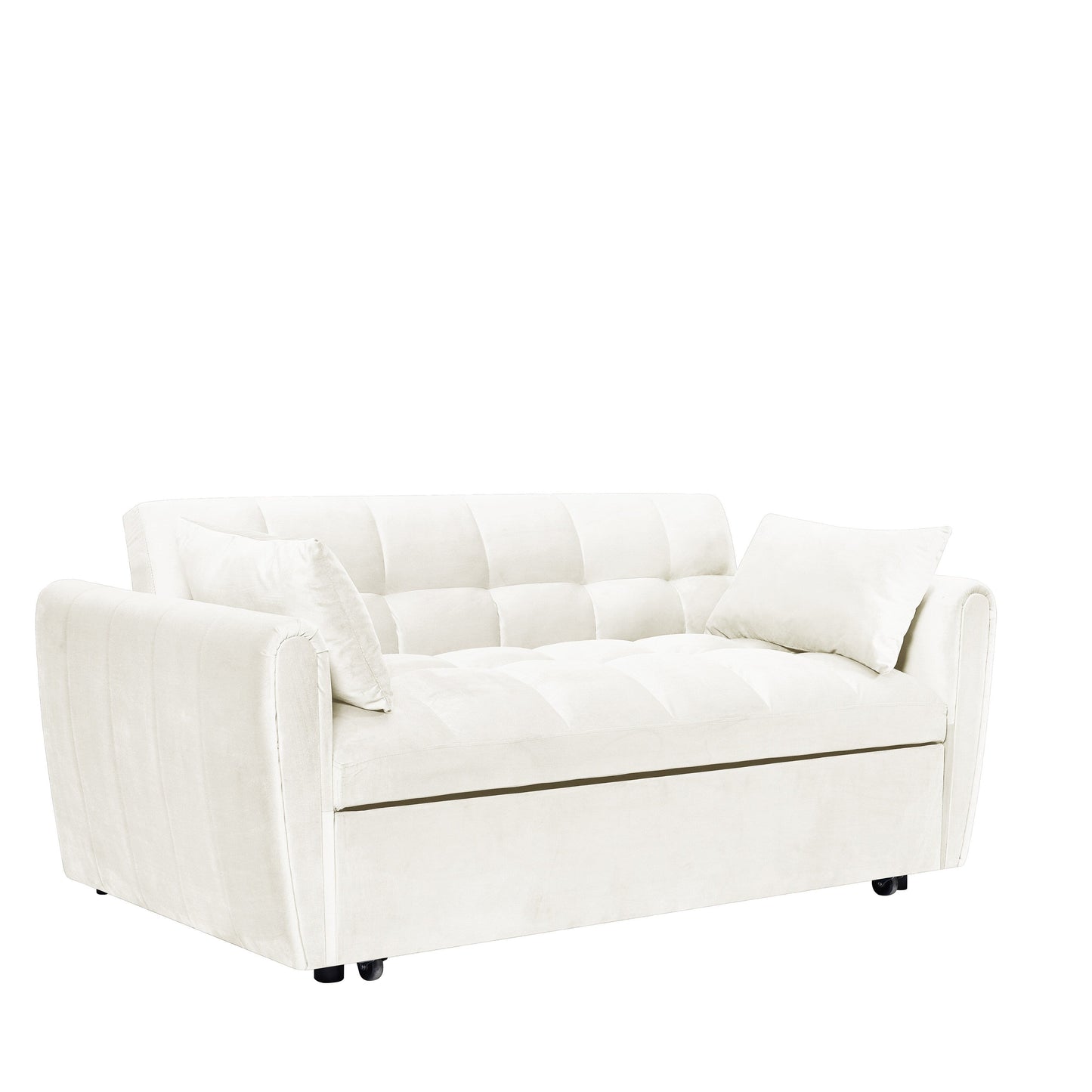 Grand canapé-lit en velours avec dossier réglable - Design 3 en 1 peu encombrant pour salon ou chambre