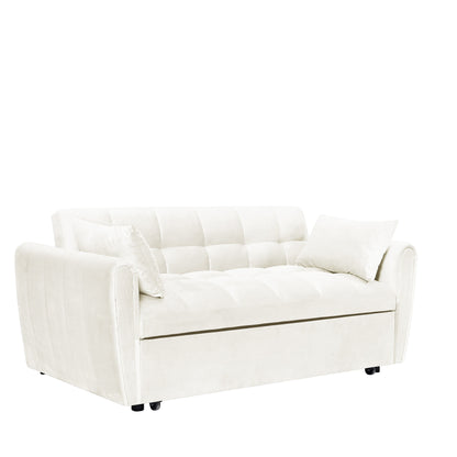 Grand canapé-lit en velours avec dossier réglable - Design 3 en 1 peu encombrant pour salon ou chambre