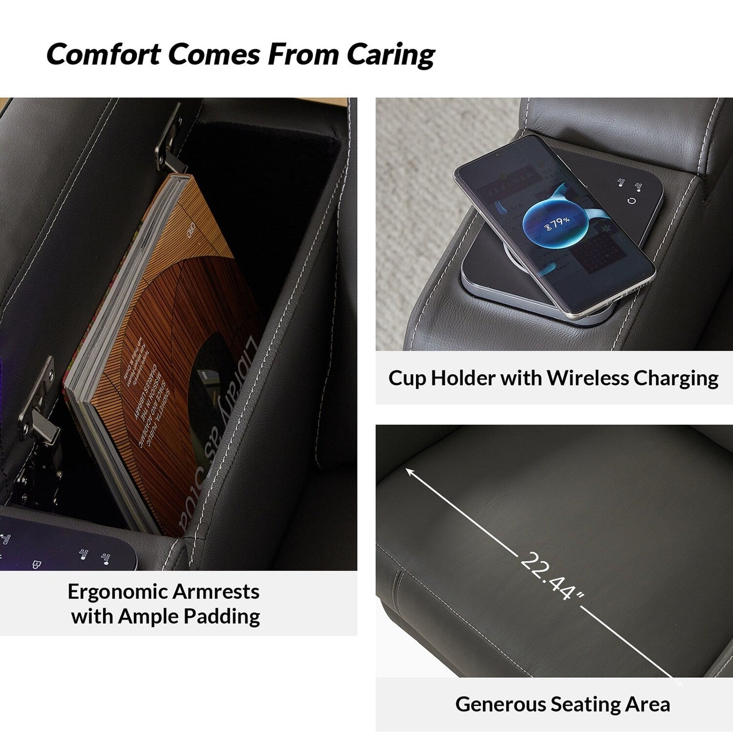 Fauteuil inclinable électrique Laura 35.04 en cuir véritable avec appuie-têtes réglables par HULALA HOME