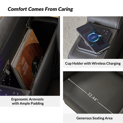 Fauteuil inclinable électrique Laura 35.04 en cuir véritable avec appuie-têtes réglables par HULALA HOME