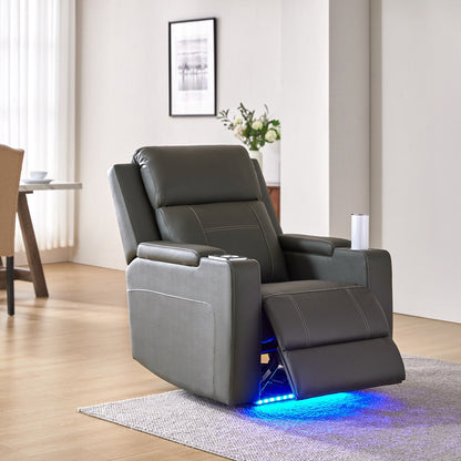 Fauteuil inclinable électrique Laura 35.04 en cuir véritable avec appuie-têtes réglables par HULALA HOME