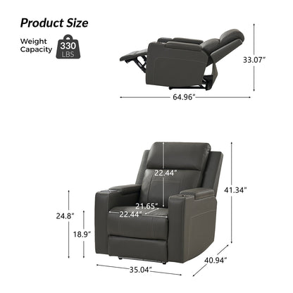 Fauteuil inclinable électrique Laura 35.04 en cuir véritable avec appuie-têtes réglables par HULALA HOME