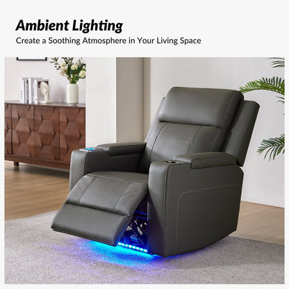 Fauteuil inclinable électrique Laura 35.04 en cuir véritable avec appuie-têtes réglables par HULALA HOME