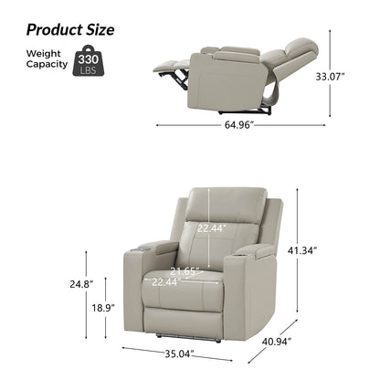 Fauteuil inclinable électrique Laura 35.04 en cuir véritable avec appuie-têtes réglables par HULALA HOME