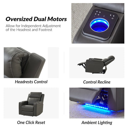 Fauteuil inclinable électrique Laura 35.04 en cuir véritable avec appuie-têtes réglables par HULALA HOME