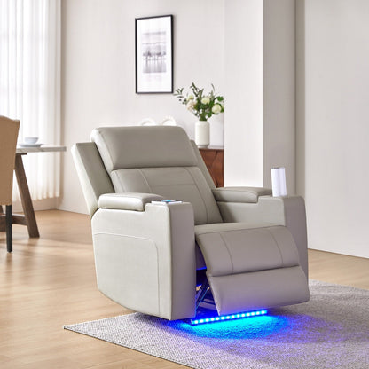 Fauteuil inclinable électrique Laura 35.04 en cuir véritable avec appuie-têtes réglables par HULALA HOME