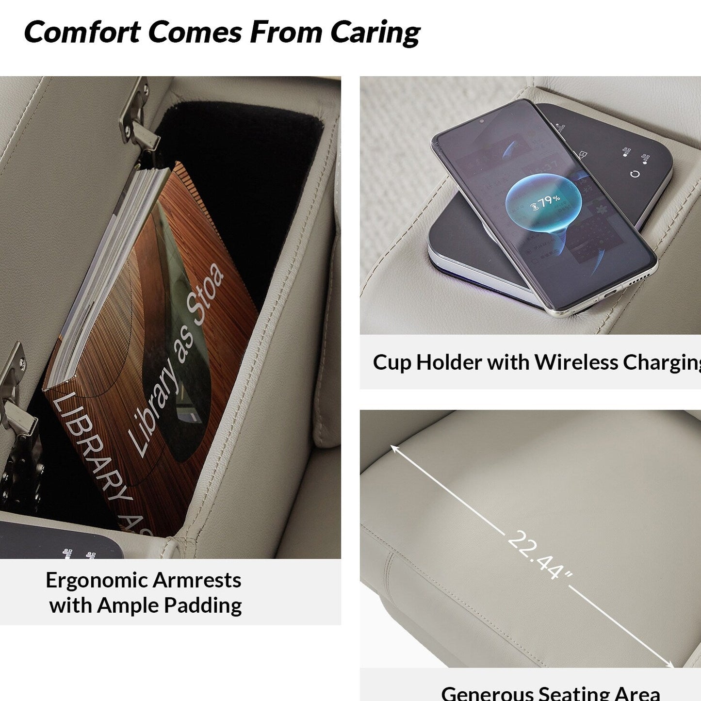 Fauteuil inclinable électrique Laura 35.04 en cuir véritable avec appuie-têtes réglables par HULALA HOME