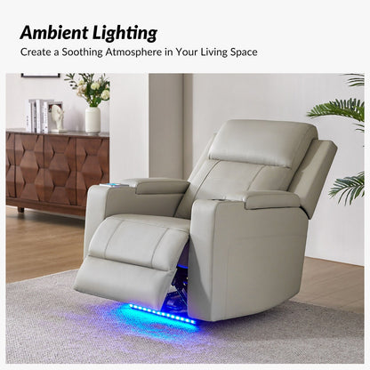 Fauteuil inclinable électrique Laura 35.04 en cuir véritable avec appuie-têtes réglables par HULALA HOME