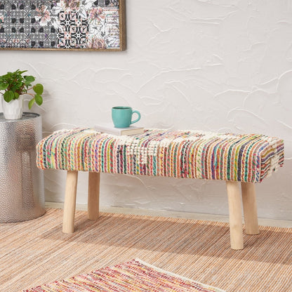 Banc rectangulaire en tissu bohème artisanal Laveta par Christopher Knight Home