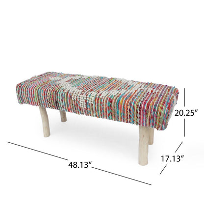 Banc rectangulaire en tissu bohème artisanal Laveta par Christopher Knight Home