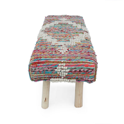 Banc rectangulaire en tissu bohème artisanal Laveta par Christopher Knight Home