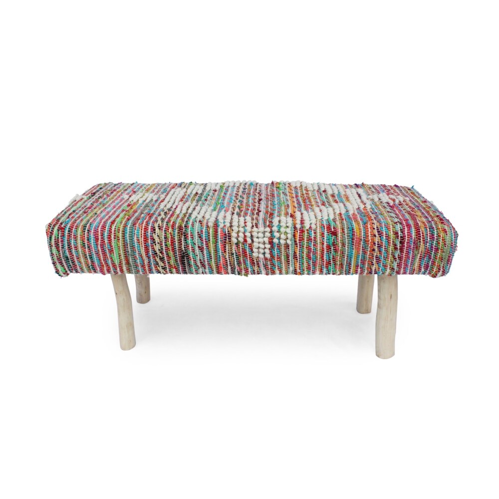 Banc rectangulaire en tissu bohème artisanal Laveta par Christopher Knight Home