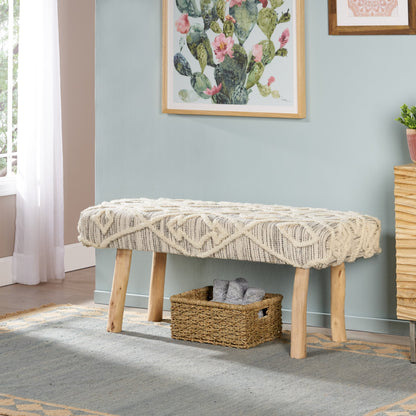 Banc Boho en laine et coton fait main Laveta par Christopher Knight Home