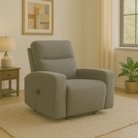 Fauteuil inclinable électrique Lawson, polyester gris, rembourrage en mousse souple