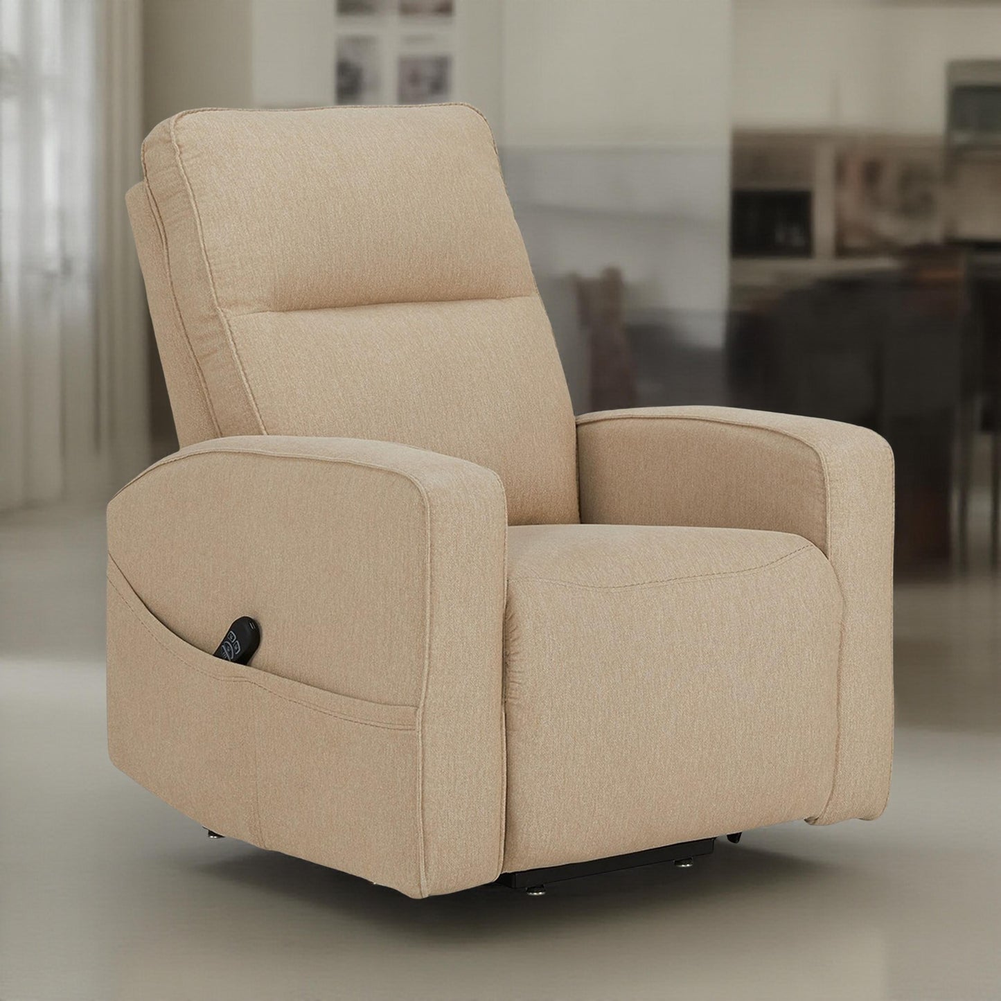 Fauteuil inclinable électrique Lawson, polyester taupe, rembourrage en mousse souple