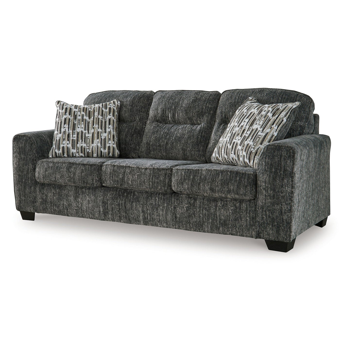 Canapé Layla, polyester gris foncé extra moelleux, 2 coussins décoratifs, 90 pouces