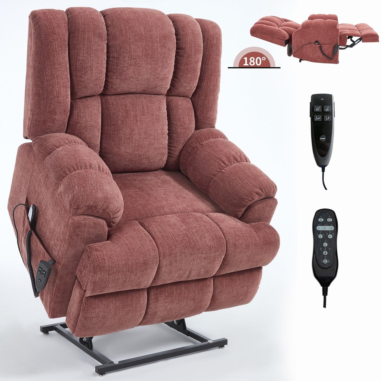 Fauteuil inclinable Lazy Boy à double moteur, en chenille, avec massage, chauffage et alimentation - Télécommande, positions infinies