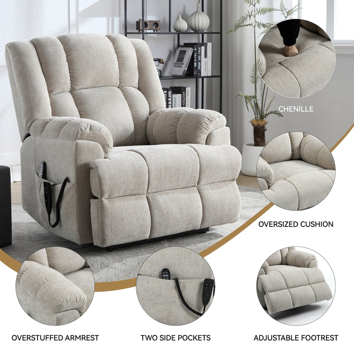 Fauteuil inclinable Lazy Boy à double moteur avec fonction massage et chauffage - Télécommande