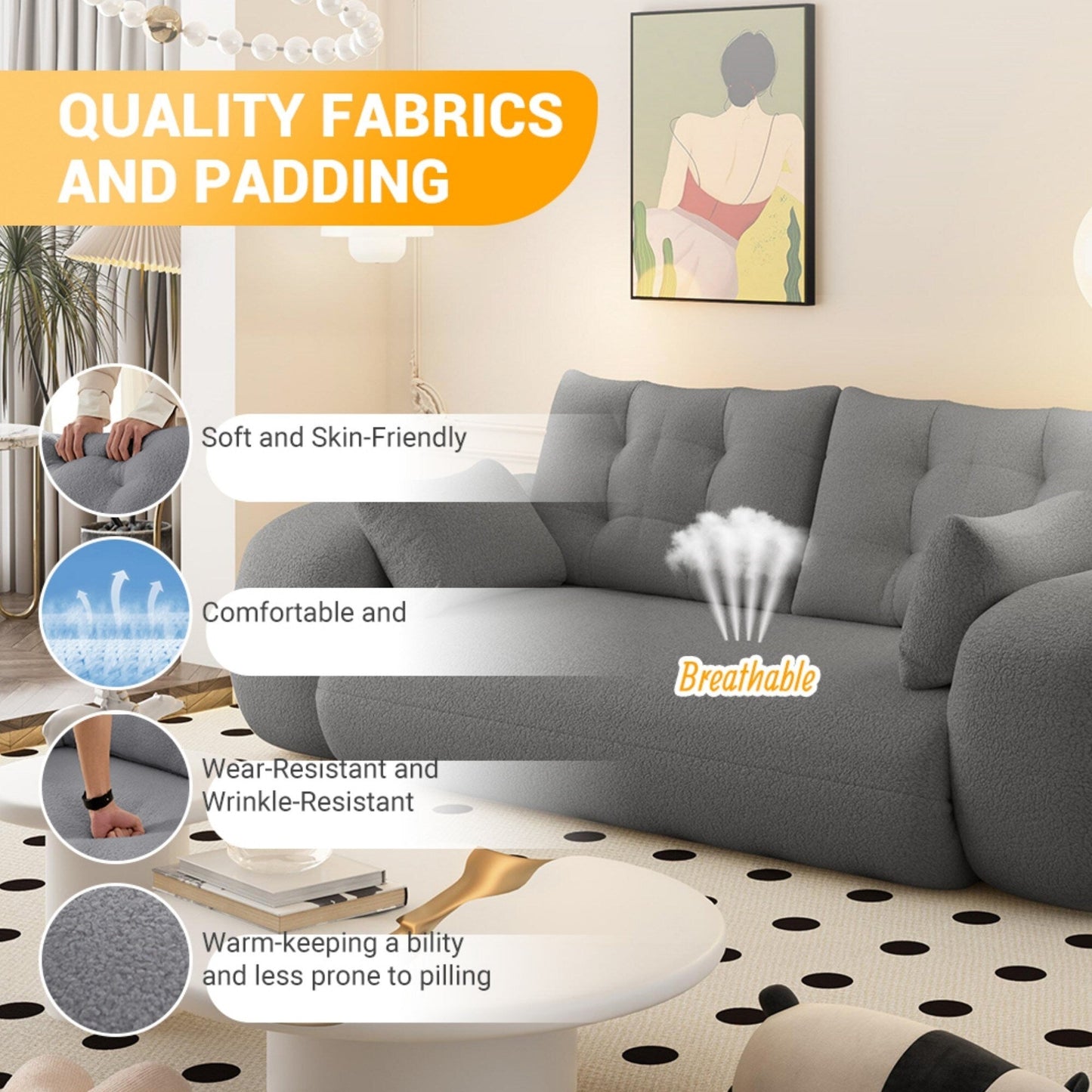 Canapé-lit pliable multifonctionnel de 78 pouces de large