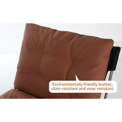 Fauteuil en cuir, fauteuil d'appoint moderne à dossier haut, chaises de salon avec pieds en métal et rembourrage doux, fauteuils de canapé