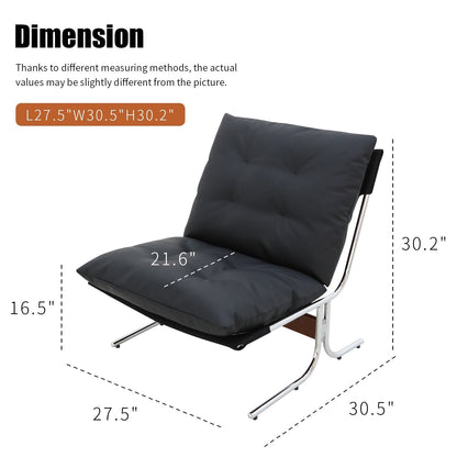 Fauteuil en cuir, fauteuil d'appoint moderne à dossier haut, chaises de salon avec pieds en métal et rembourrage doux, fauteuils de canapé