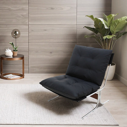 Fauteuil en cuir, fauteuil d'appoint moderne à dossier haut, chaises de salon avec pieds en métal et rembourrage doux, fauteuils de canapé