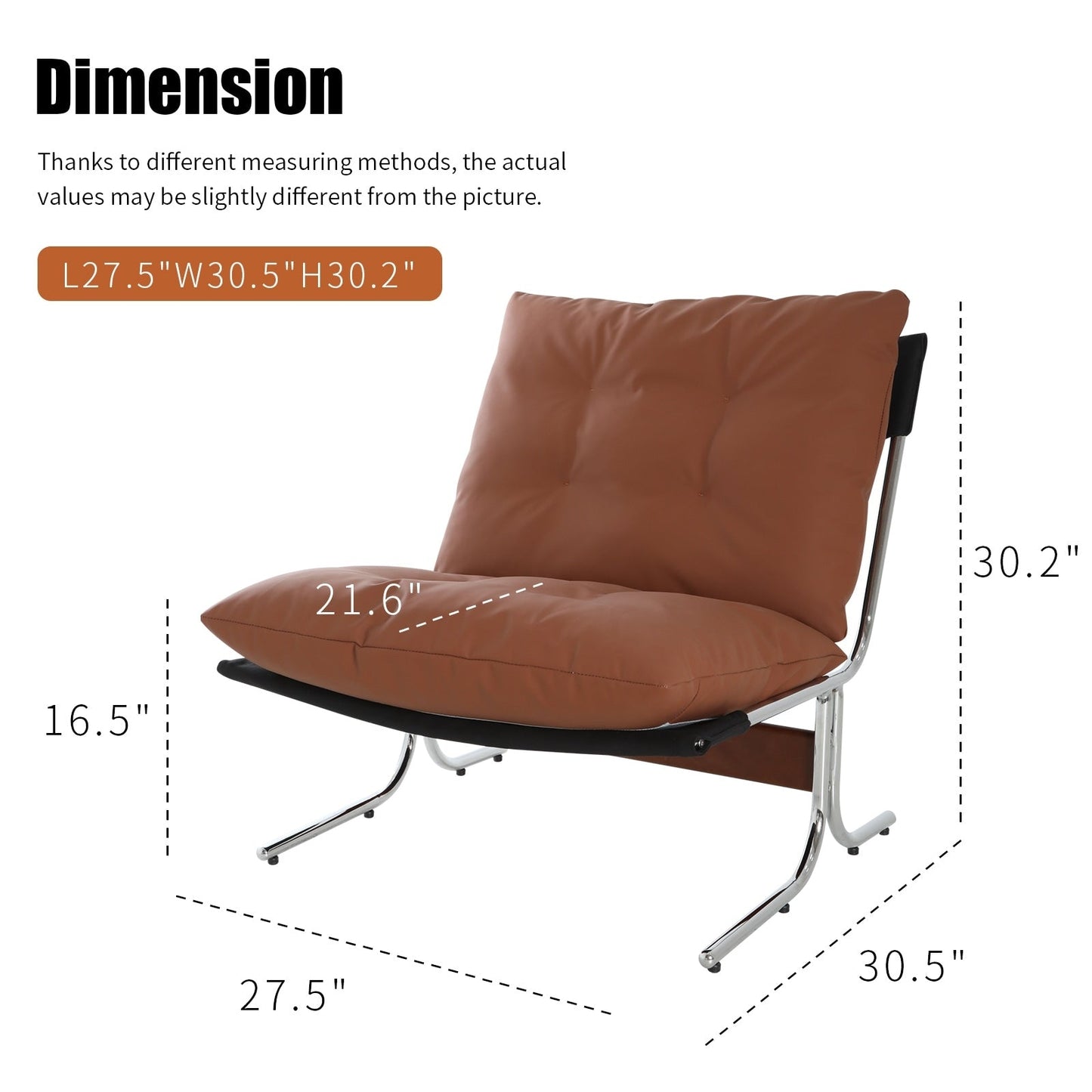 Fauteuil en cuir, fauteuil d'appoint moderne à dossier haut, chaises de salon avec pieds en métal et rembourrage doux, fauteuils de canapé