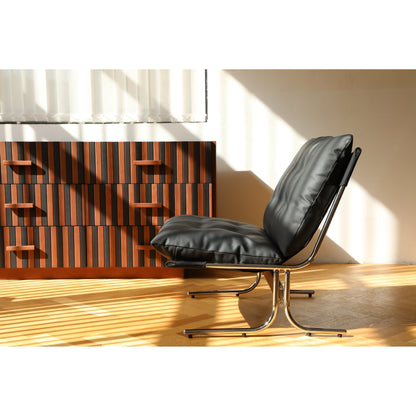 Fauteuil en cuir, fauteuil d'appoint moderne à dossier haut, chaises de salon avec pieds en métal et rembourrage doux, fauteuils de canapé