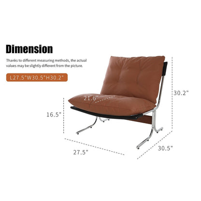Fauteuil en cuir, fauteuil d'appoint moderne à dossier haut, chaises de salon avec pieds en métal et rembourrage doux, fauteuils de canapé