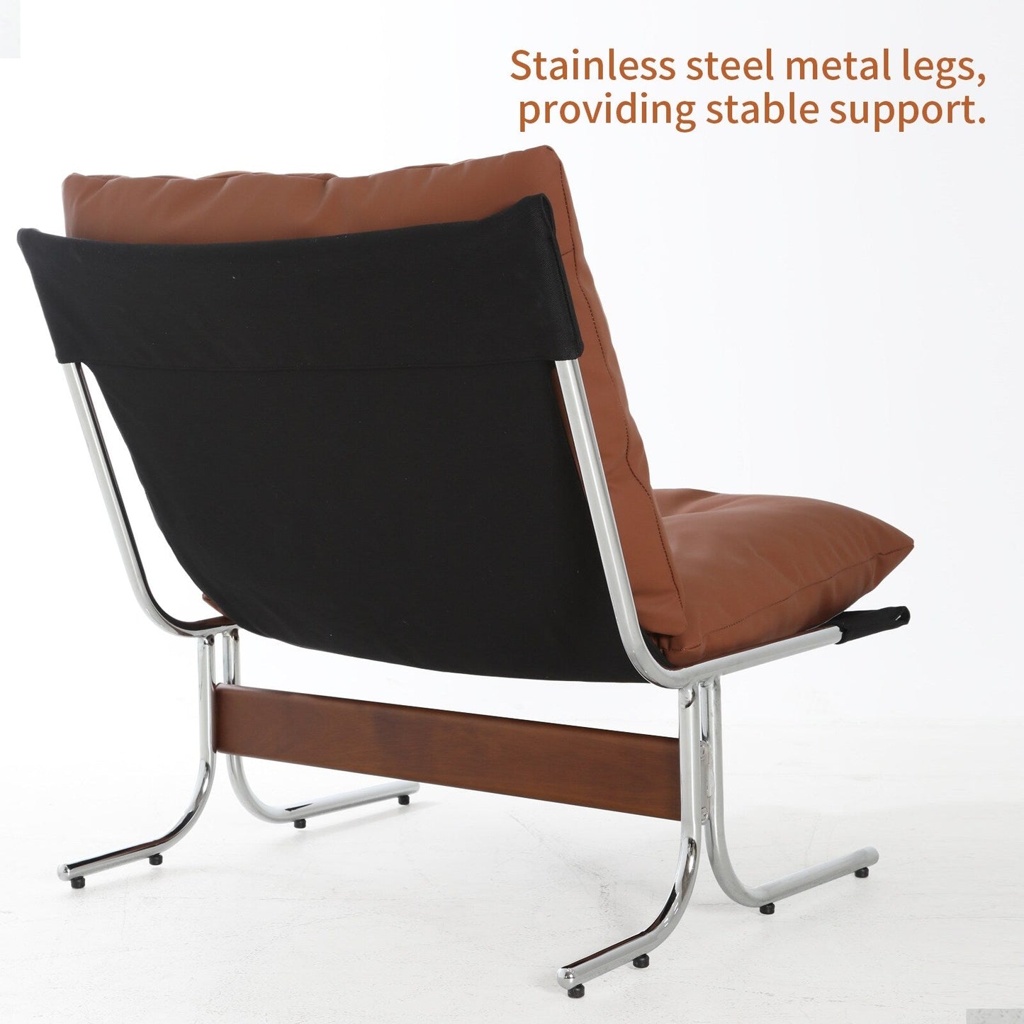 Fauteuil en cuir, fauteuil d'appoint moderne à dossier haut, chaises de salon avec pieds en métal et rembourrage doux, fauteuils de canapé